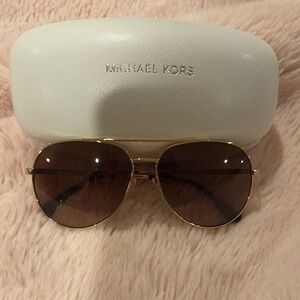 Michael Kors Gold Brown Aviator Sunglasses